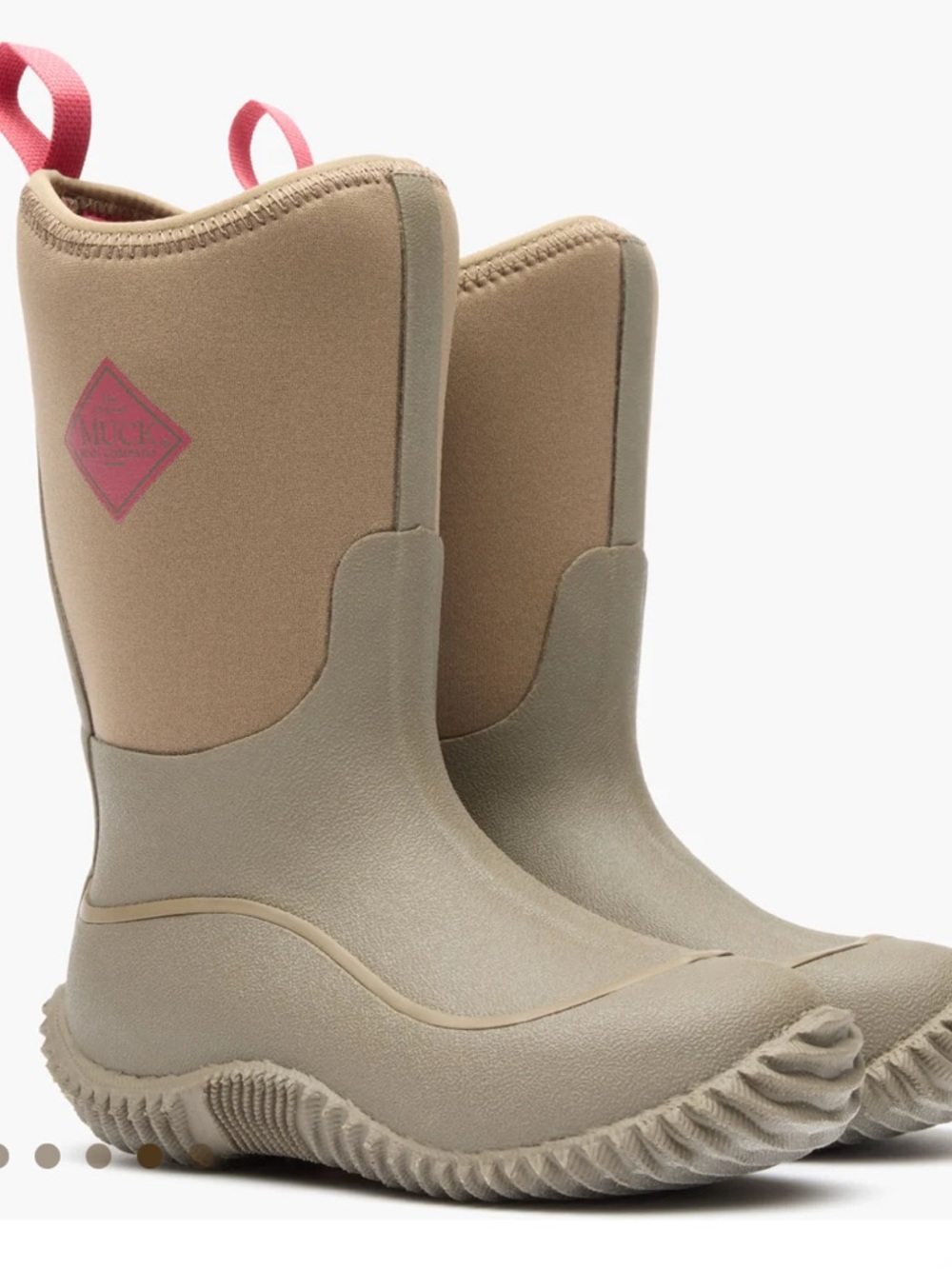 Kids Waterproof Tan & Pink Pull-On Boots - Muck Boot Co.